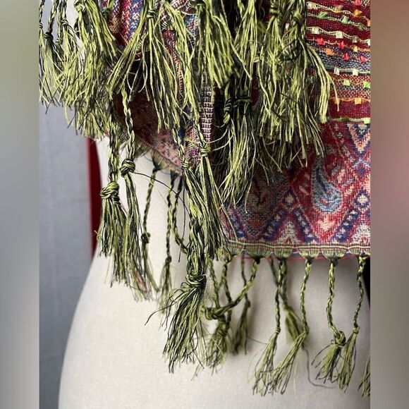 Pashmina Shawl/Scarf Multicolor w/Embroidered Designs & Tassels - Picture 15 of 15